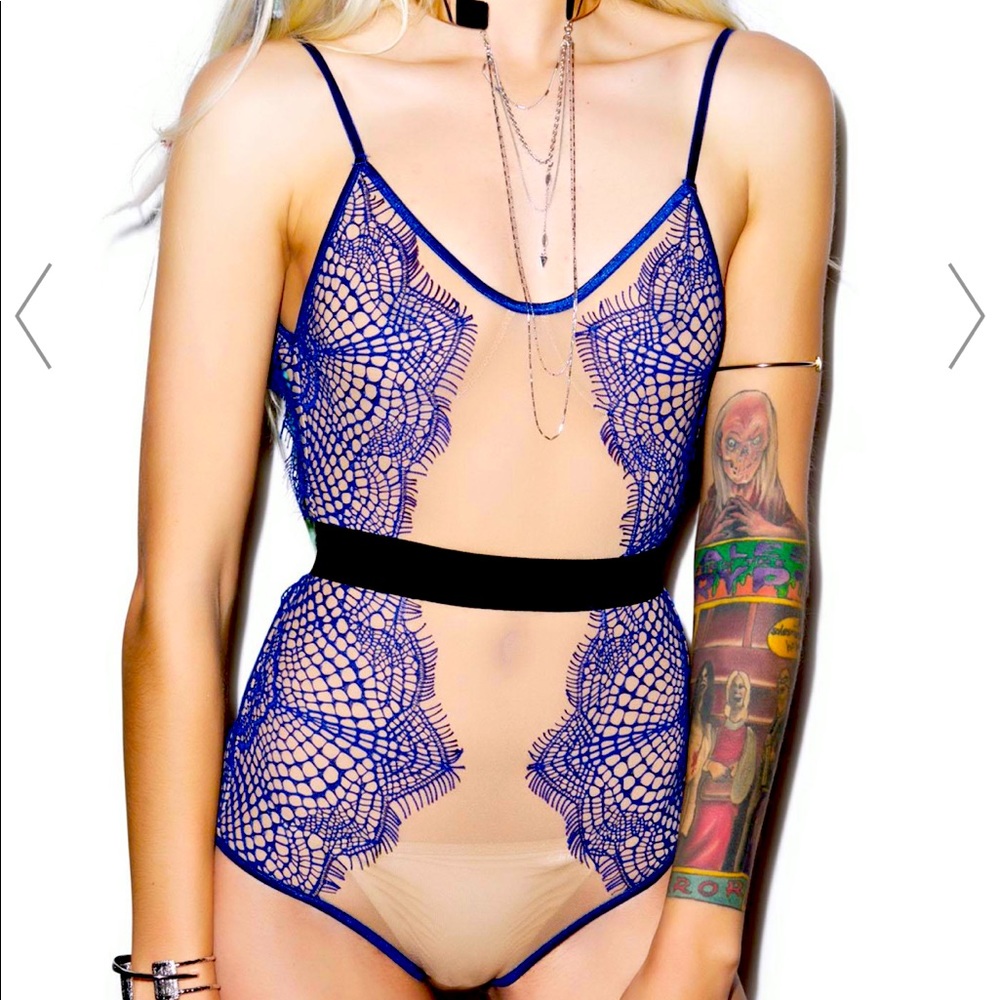 Sexy Blue and nude bodysuit